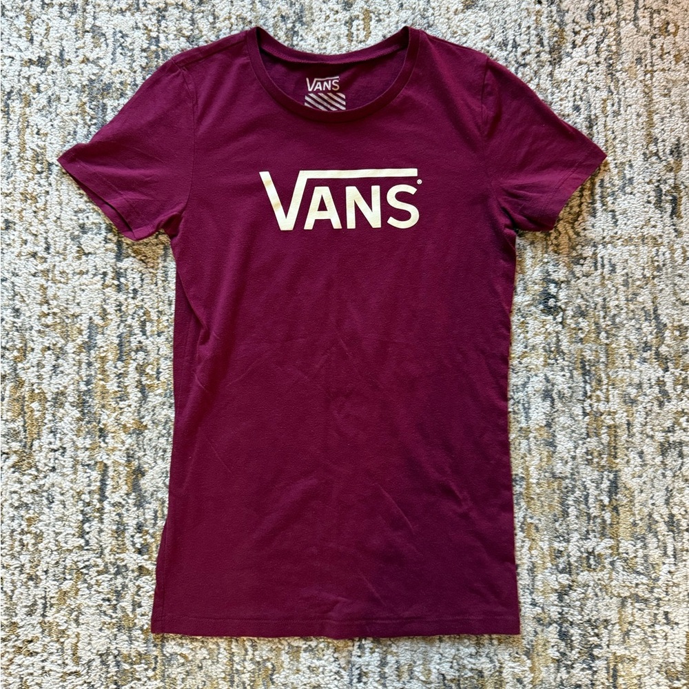 Vans Burgundy and White Logo Tee